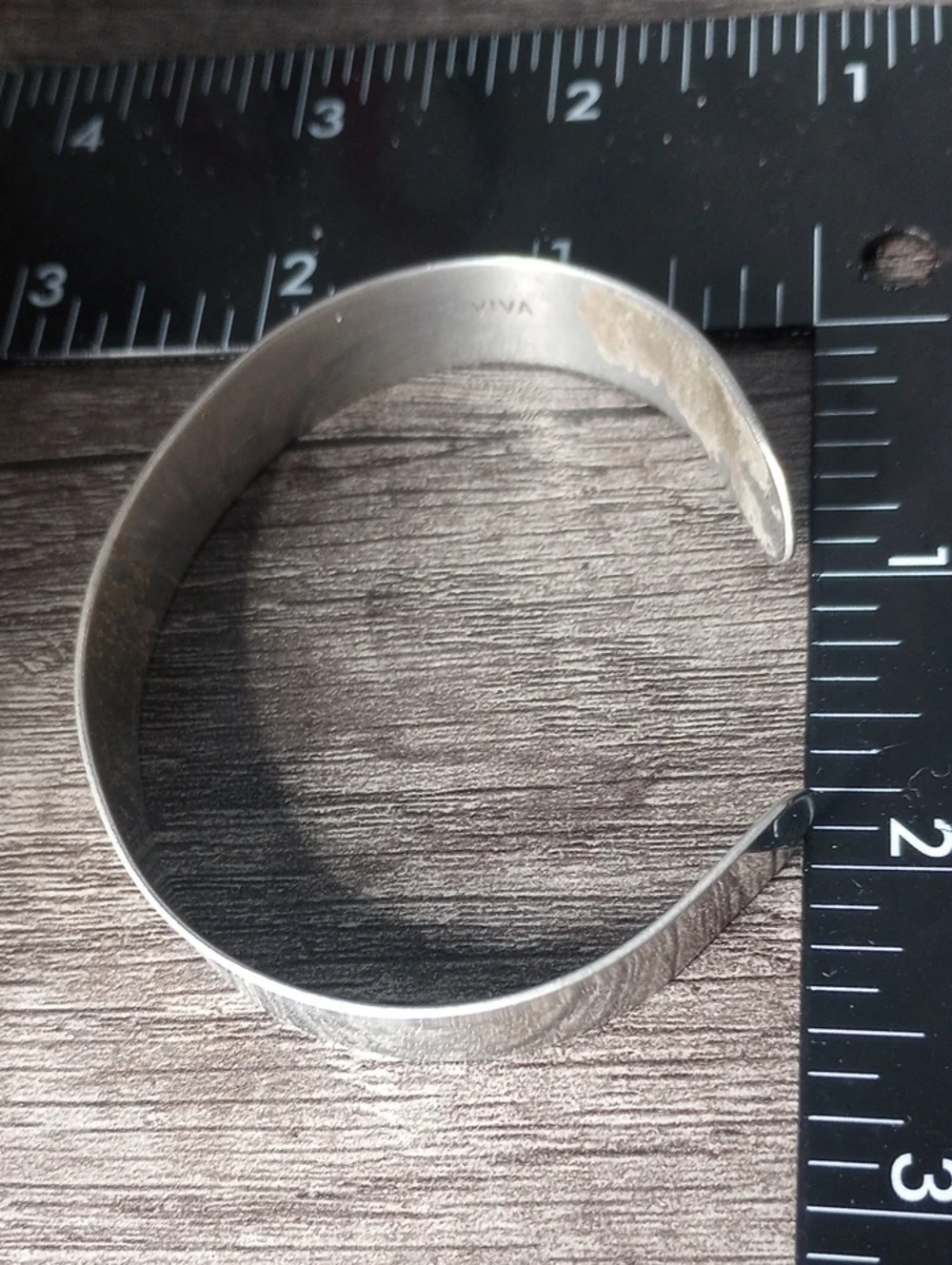 Engraved Silver Tone Metal Cuff Bracelet — 'SGT. KEN WALLINGFORD' B1009
